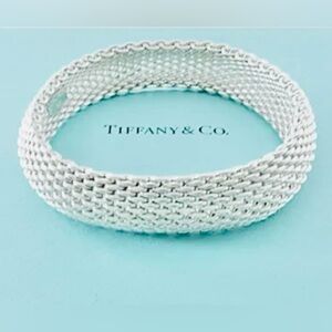 Vintage Tiffany & Co. Somerset Mesh Bangle Bracelet .925 Silver – 7.5”